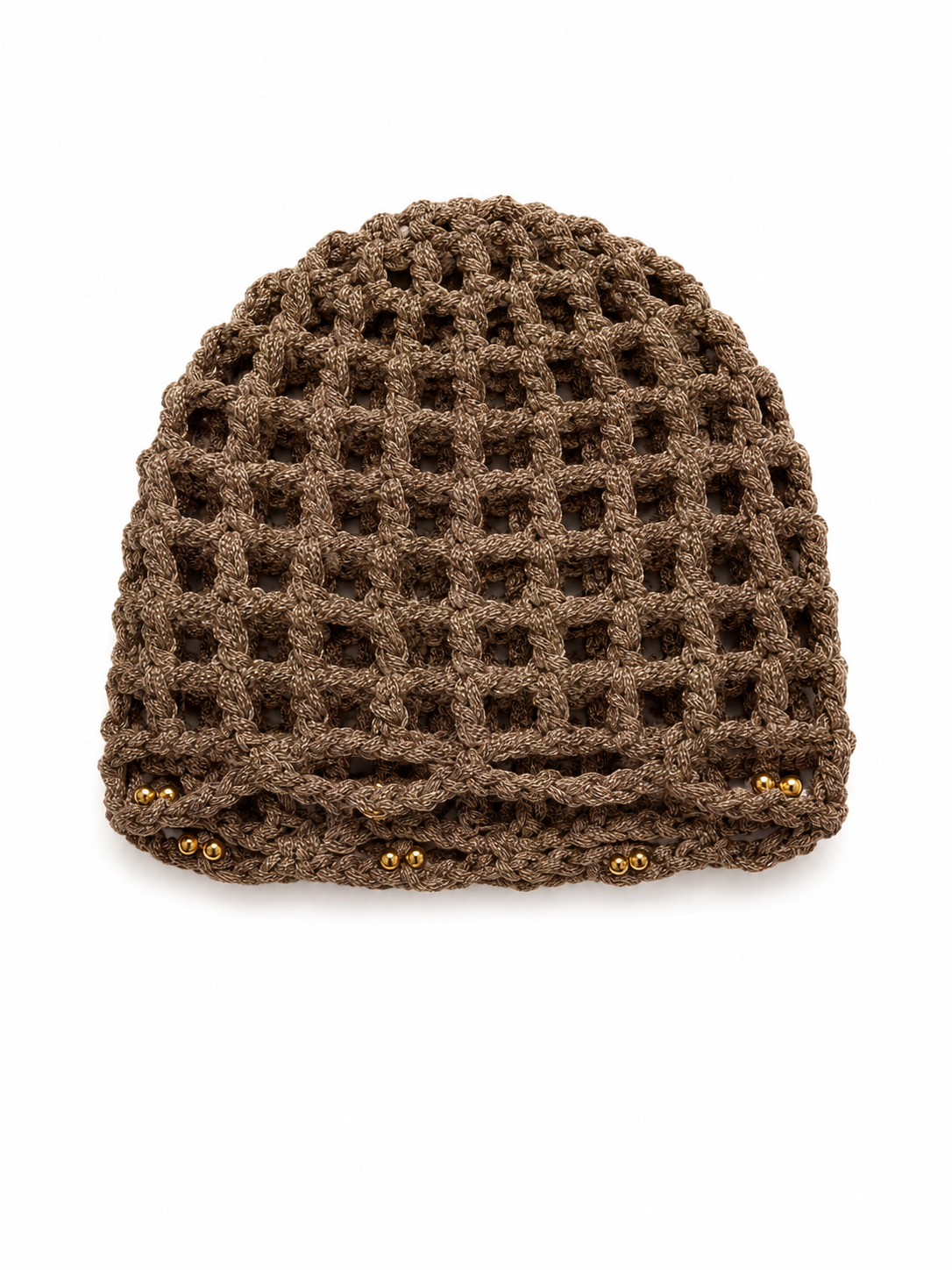 Filet à cheveux en crochet Sable — Taupe · Clusters or, fait main au Maroc